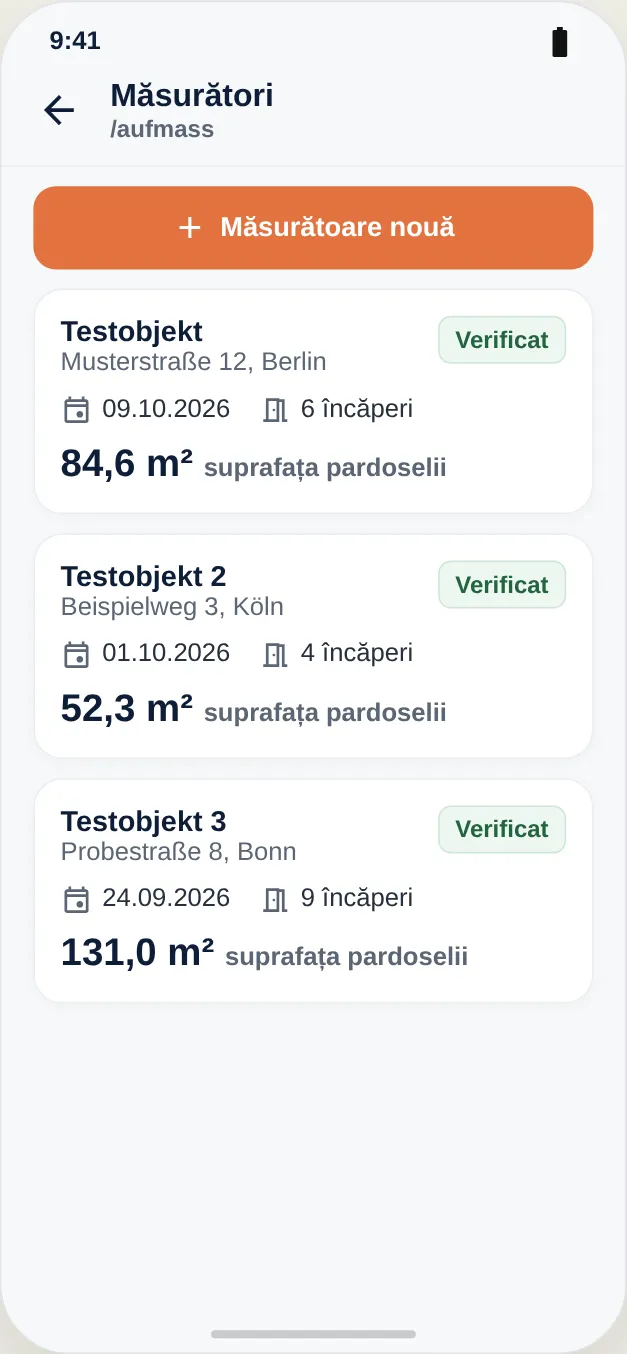 Toate Aufmaß-urile unui obiectiv, la o privire