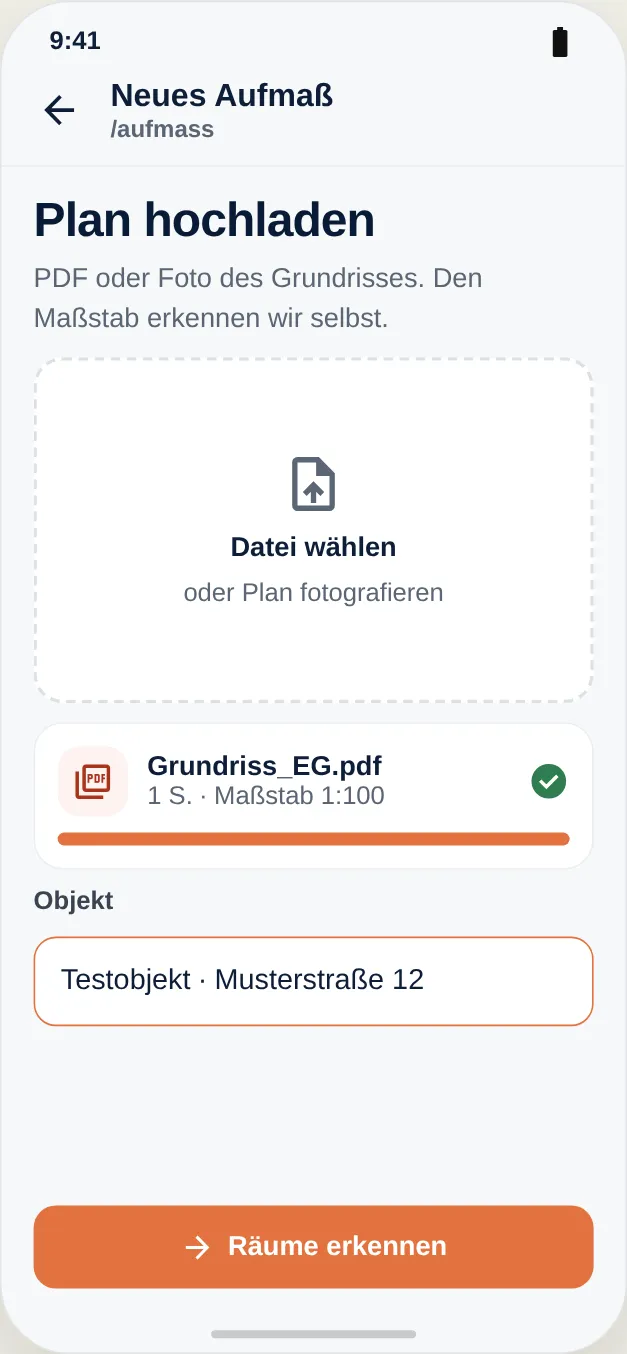Plan hochladen und dem Objekt zuordnen