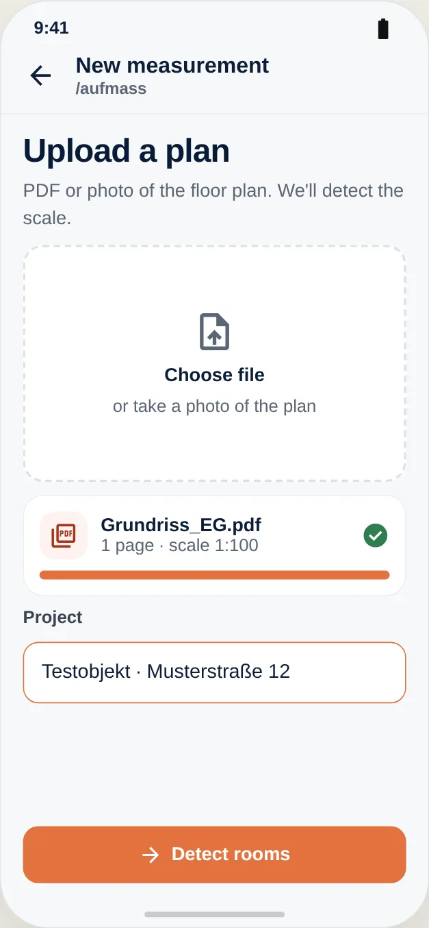 Upload the plan and assign it to the project