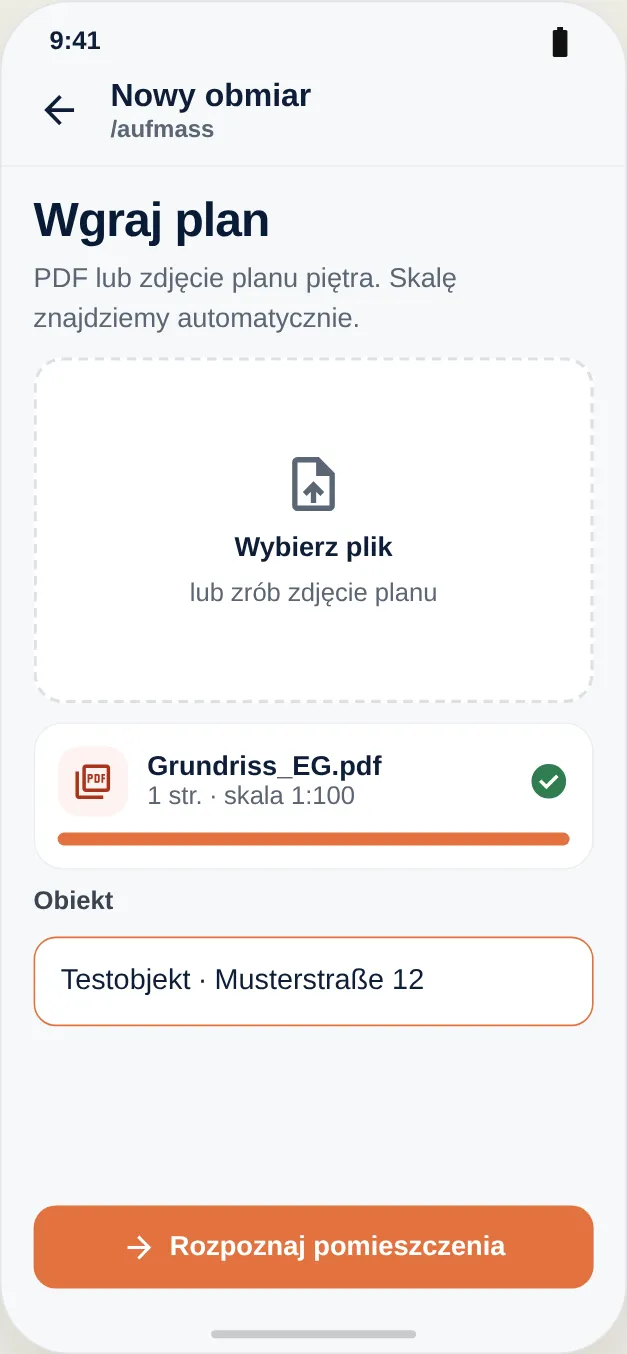Wgraj plan i przypisz go do obiektu