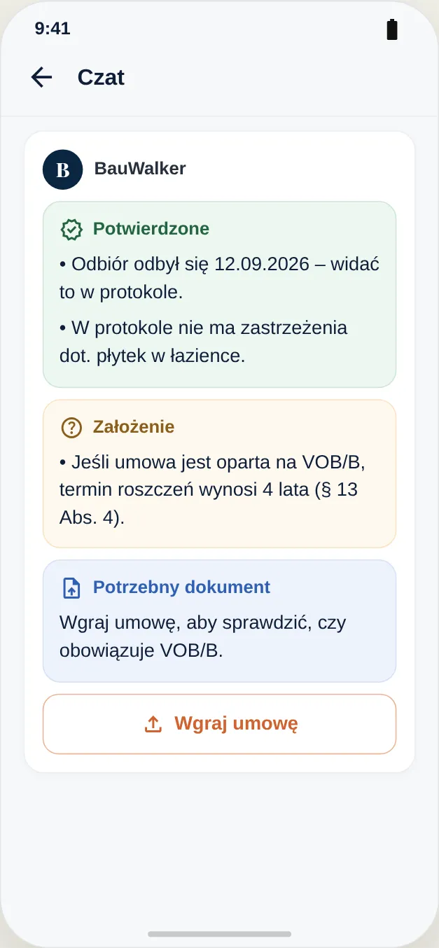 Potwierdzone, założenie i brakujący dokument wykazane osobno