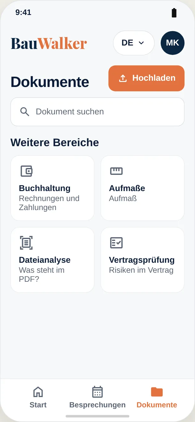 Dokumente: Objekte, alle Dokumente und persönliche Ablage