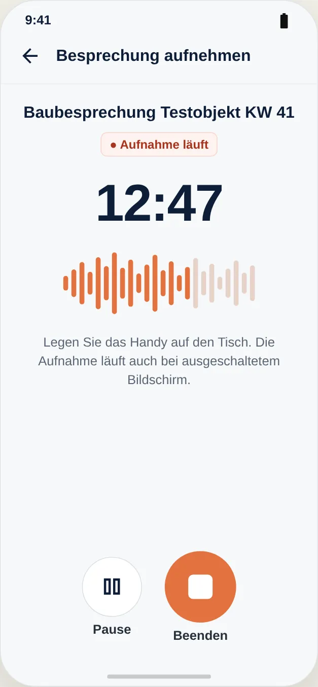 Die Aufnahme läuft – auch bei ausgeschaltetem Bildschirm