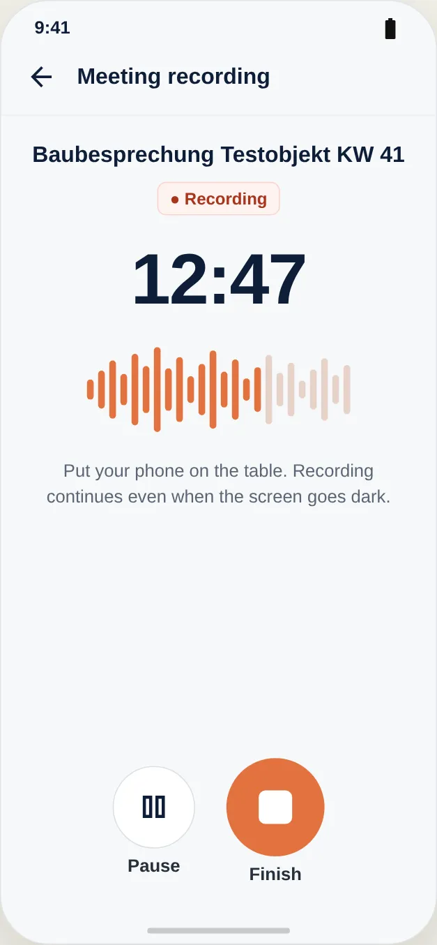 The recording keeps running – even with the screen switched off