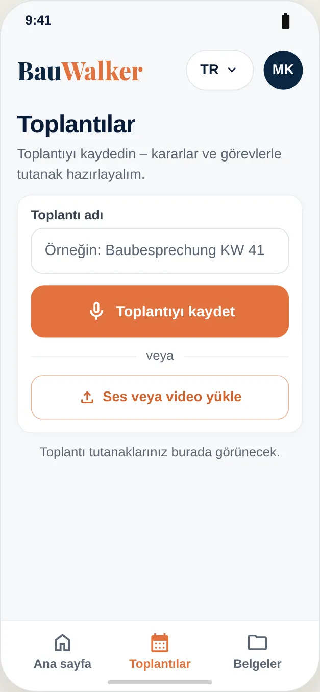 Toplantıyı kaydedin veya ses/video dosyası yükleyin