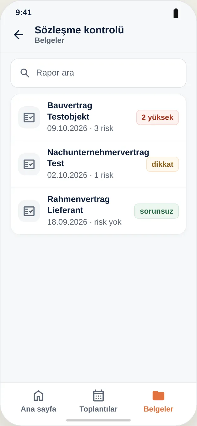 Kaydedilen raporlar erişilebilir kalır