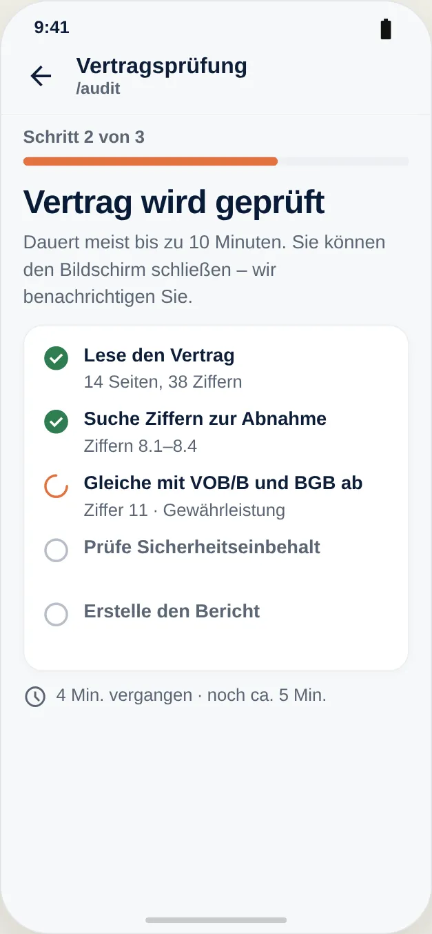 Die Prüfung läuft: Abnahme, Gewährleistung und Sicherheitseinbehalt werden abgeglichen