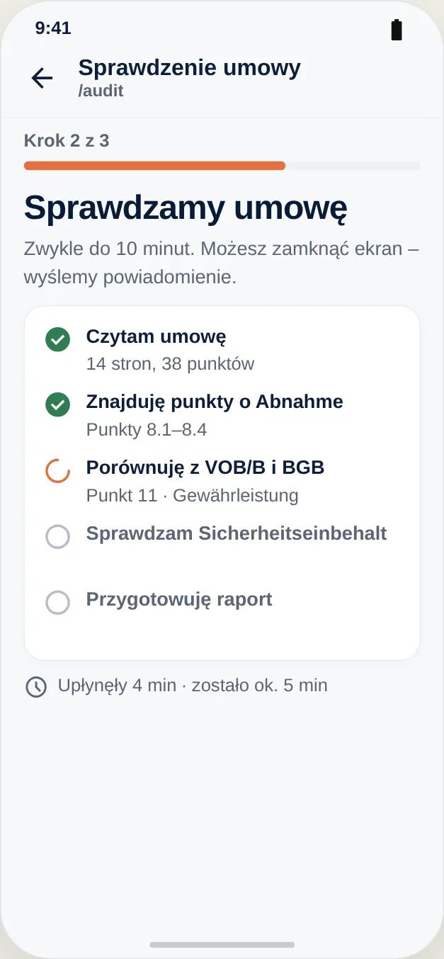 Analiza trwa: porównywane są odbiór, gwarancja i kaucja zabezpieczająca