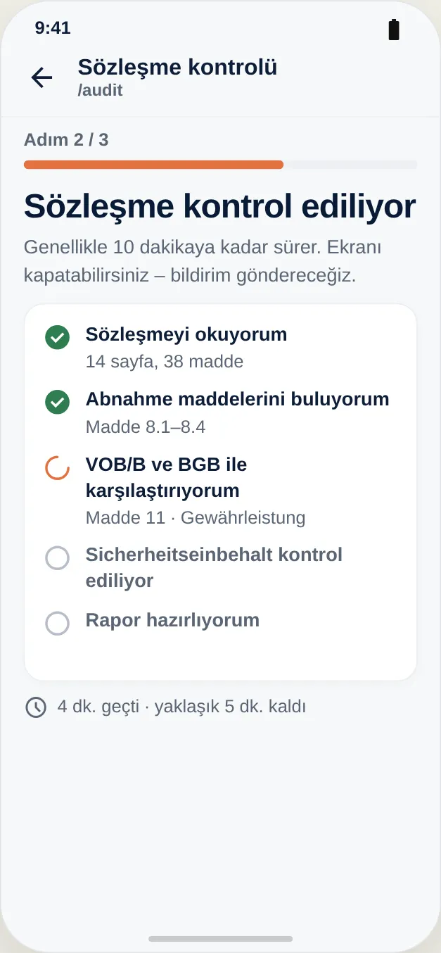 Denetim sürüyor: teslim alma, garanti ve teminat kesintisi karşılaştırılıyor